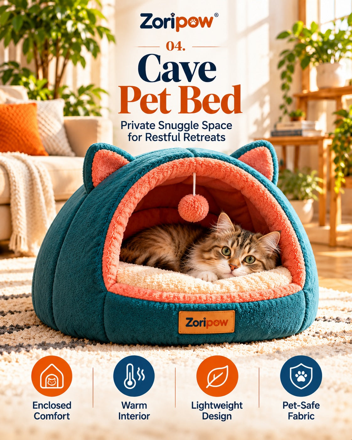Zoripaw Cave Pet Bed – Cozy Hideaway