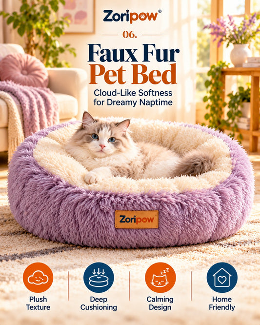 Zoripaw Faux Fur Pet Bed – Cloud-Soft Look