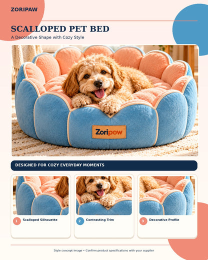 Zoripaw Scalloped Pet Bed – Playful Designer Nest