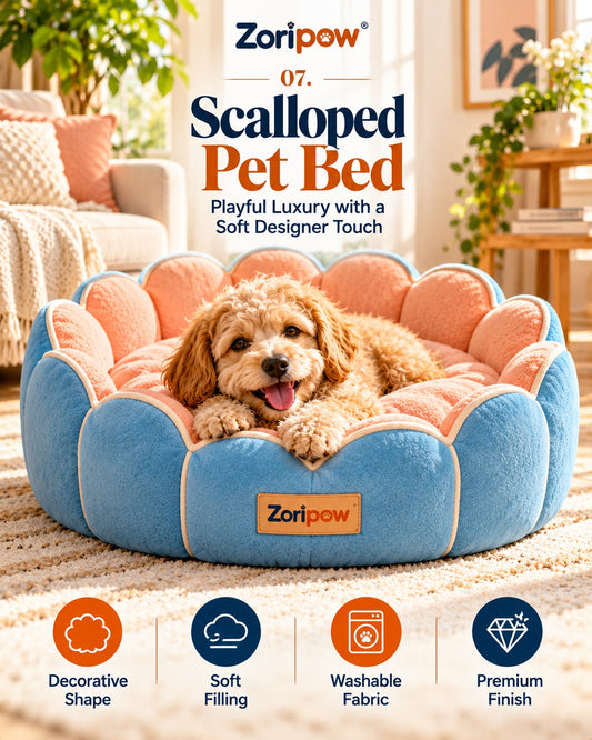 Zoripaw Scalloped Pet Bed – Playful Designer Nest
