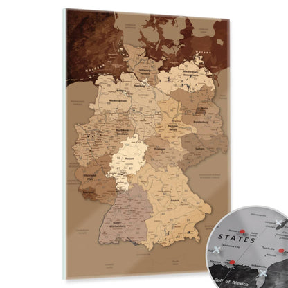Magnetic Glass Picture - Antique Germany Map